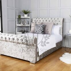 sleigh bed crushed velvet