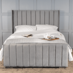 Linear Lined Wingback Bed